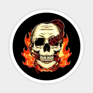 Flaming Skull Coaster Magnet